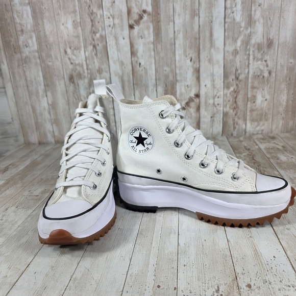 Converse Run Star Hike High Top Canvas White Platform Sneakers Women's 6 - Picture 6 of 8